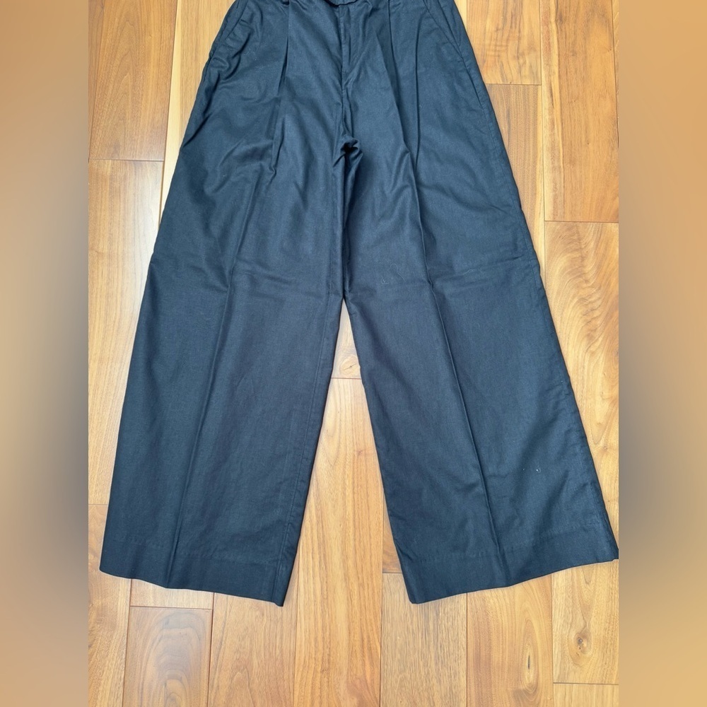 Banana Republic Linen-Blend Wide-Leg Pant Pleated - Black size 2 - Picture 11 of 16